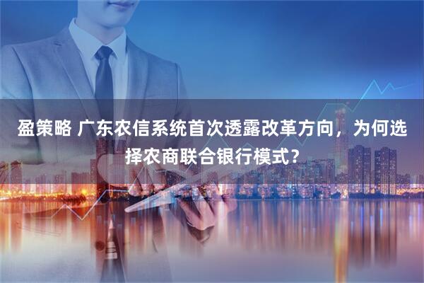 盈策略 广东农信系统首次透露改革方向，为何选择农商联合银行模式？