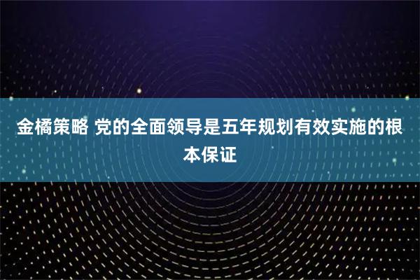 金橘策略 党的全面领导是五年规划有效实施的根本保证